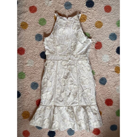INC Women's Embroidered Halter White Sheath Flounce Dress Size 4P Fairy Coquette - Picture 2 of 5